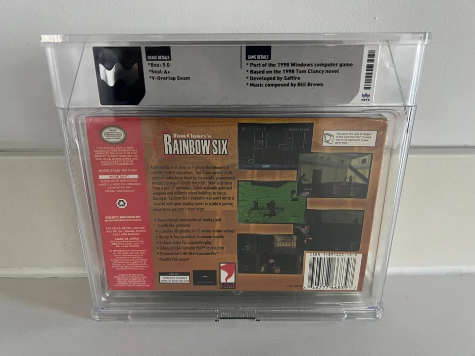 Tom Clancy's Rainbow Six (Nintendo 64, N64) WATA 9.0 A+ New Sealed Graded CGC - Image 2 of 4