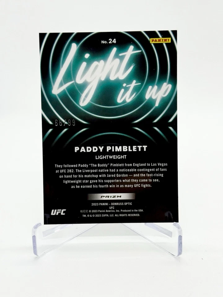 2023 Donruss Optic UFC PADDY PIMBLETT Light It Up #24 SP Red /99 🔥 - Image 2 of 2