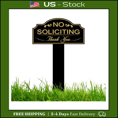 No Soliciting Sign for House with Stake 7 X 3.5 Inch Waterproof Resistant with 1