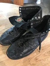 Vintage 1940's Black Spot Bilt Leather High Top Collectable Football Cleats sz 9