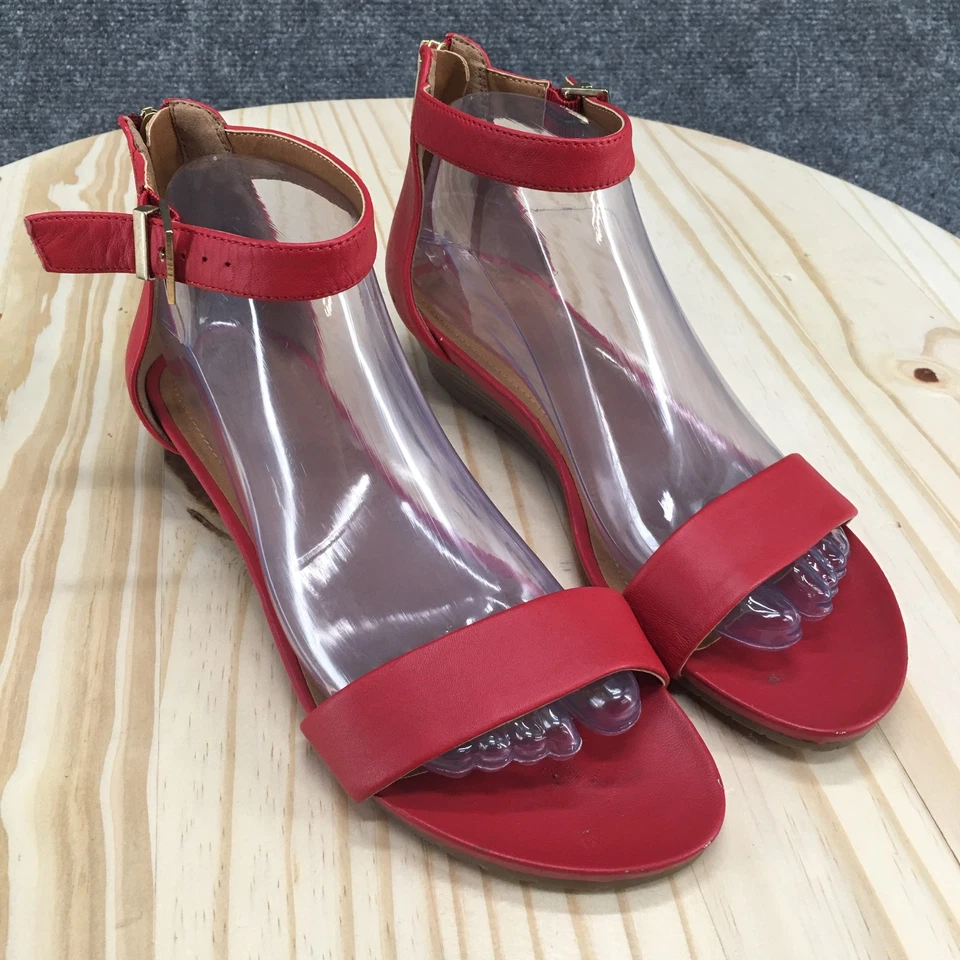 Kenneth Cole 反应凉鞋女式 7.5 M Great Vibe 踝带红色皮革 — 第 3/4 张图片