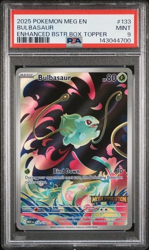 2025 POKEMON MEG EN-MEGA EVOLUTION ENHANCED BOOSTER BOX TOPPER BULBASAUR PSA 9