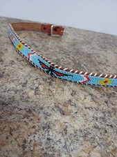 VTG Belt Genuine Cowhide Hand Beaded Laced Aztec Thunderbird Size 26