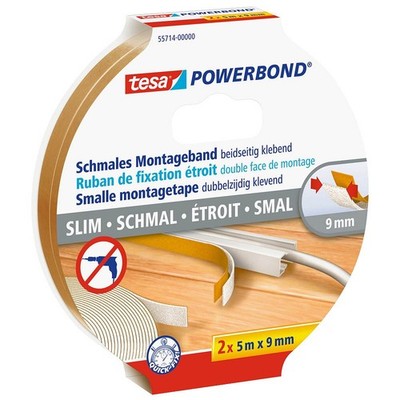 tesa Montageband POWERBOND schmal 55714 doppelseitiges Klebeband 9,0 mm x...