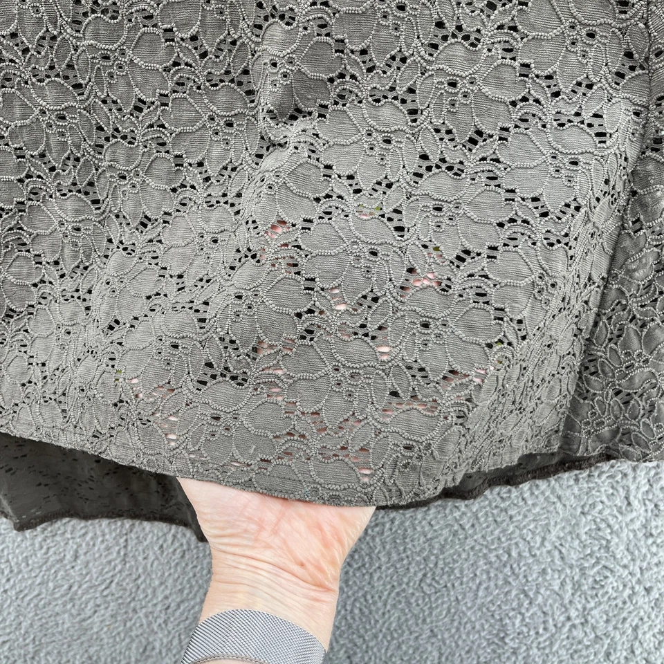 Cómoda túnica columpio de encaje marrón mediano de EE. UU. Top para mujer arte Lagenlook boho informal EE. UU. Foto 3 de 4