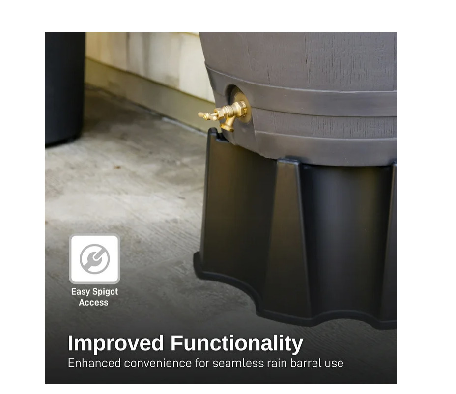 RTS Home Accents Flat Back Rain Barrel Stand, Black Color, new