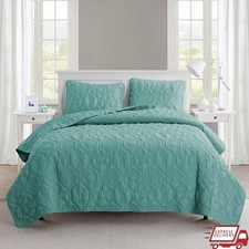 Coastal 3-Piece Quilt Set Soft Microfiber Embossed Sea Life Pattern King Size US