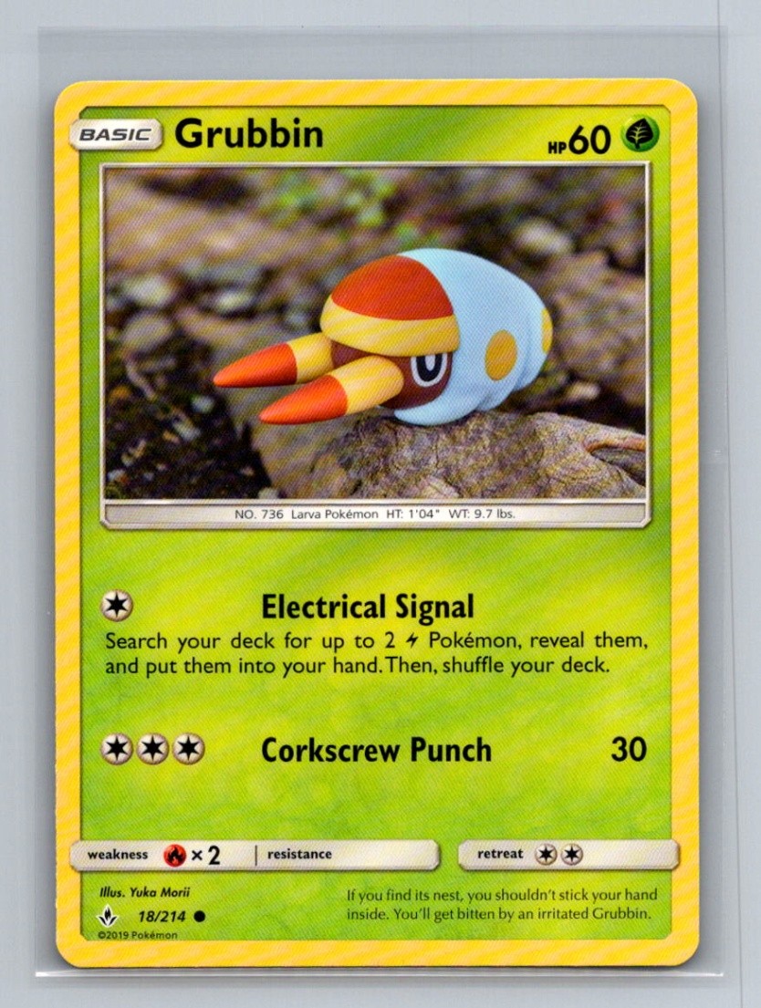 Grubbin Normal Common SM - Unbroken Bonds SM10 Grass 18/214 Pokemon Card TCG