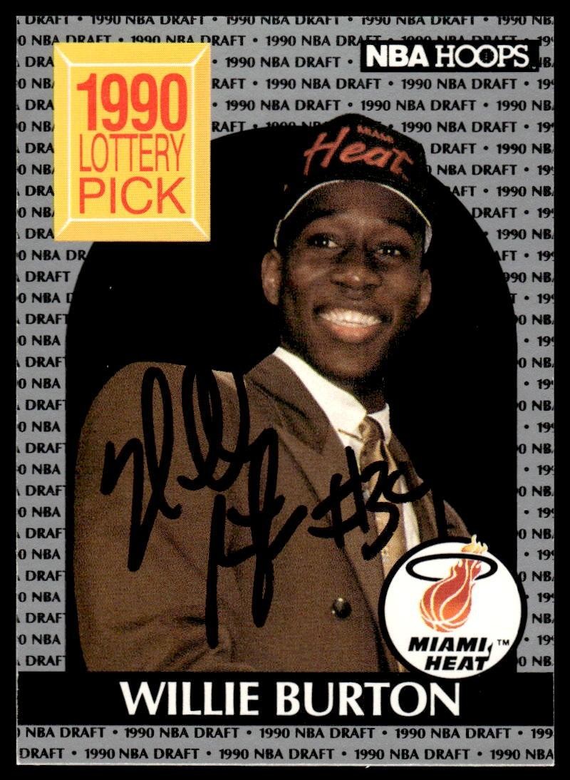 1990-91 Hoops Willie Burton IP TTM Autograph Signed Miami Heat