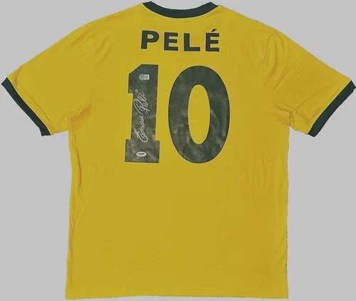 Pele Signed Brazil Soccer Jersey Full Name w/ Edson PSA DNA COA and Beckett Holo