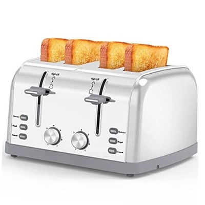 Toaster 4 Slice Retro Stainless Steel,Best Prime 4 Slice Toaster Wide silver3