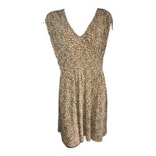 Old Navy Dress NWT Womens Size XL Brown White Mesh Smocked Printed Stretch Boho