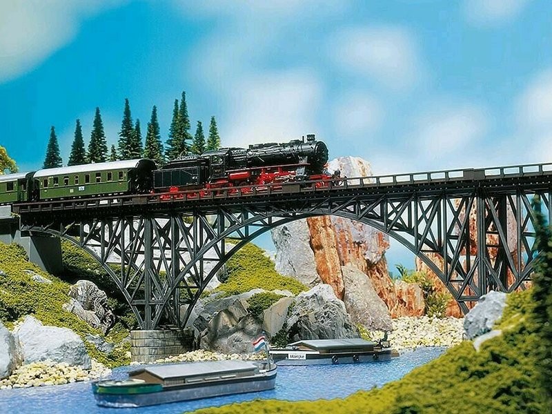 Pont porteur métallique FALLER 120541 maquette pont de train miniature échelle HO 1/87 gris