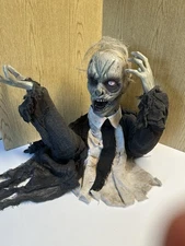 Haunted Hill Farm Scary Groundbreaker Zombie Animatronic with Touch Activated