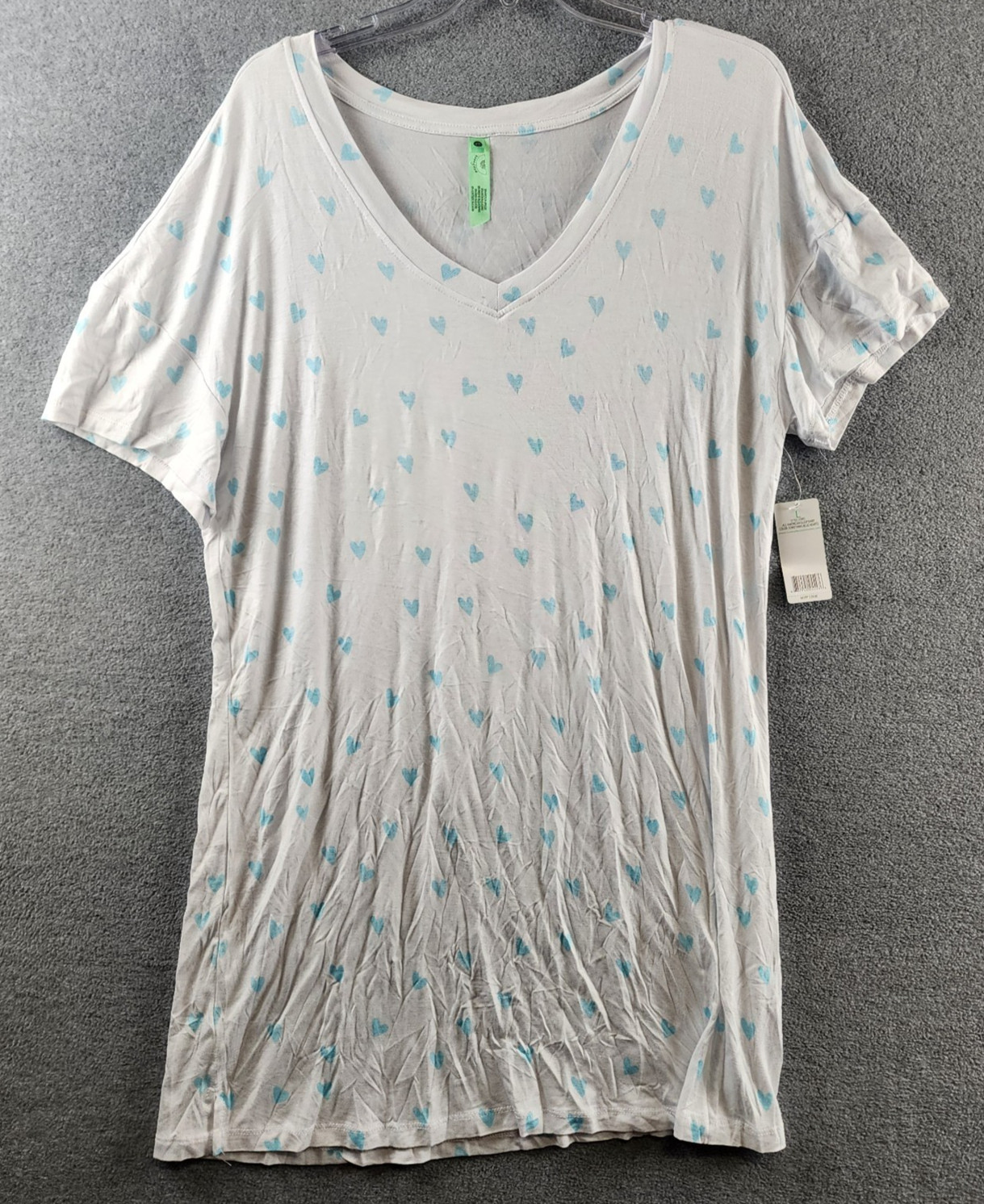 Honeydew All American Heart Print Sleepshirt Large White/Blue Hearts Pullover