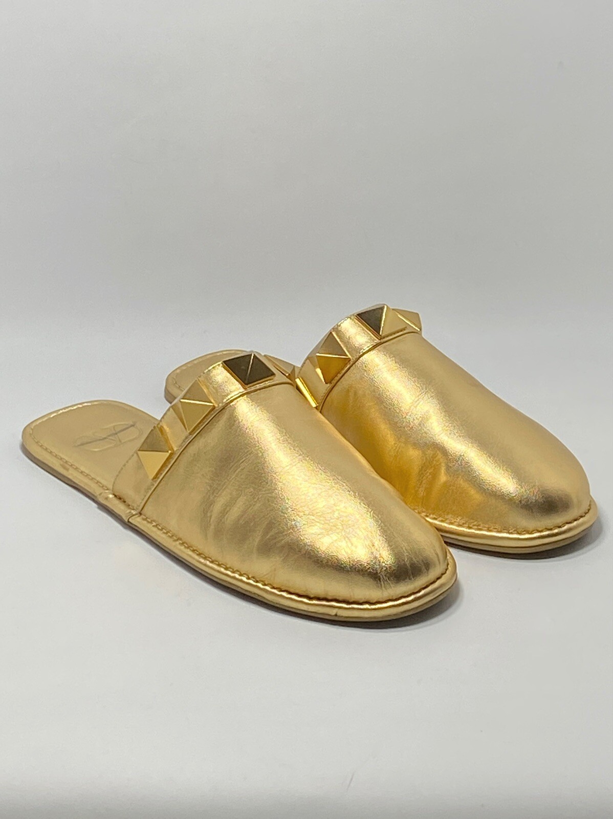 PANTOFOLA D’ORO Valentino Garavani Pantofole Borchie Romane In Pelle Metallica