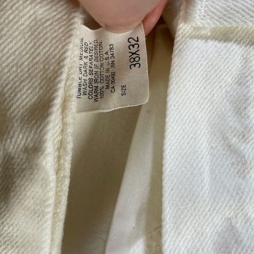 Vintage Union Made Lee Jeans White Beige Denim 100% Cotton 38x32 Made In USA - Picture 6 of 12