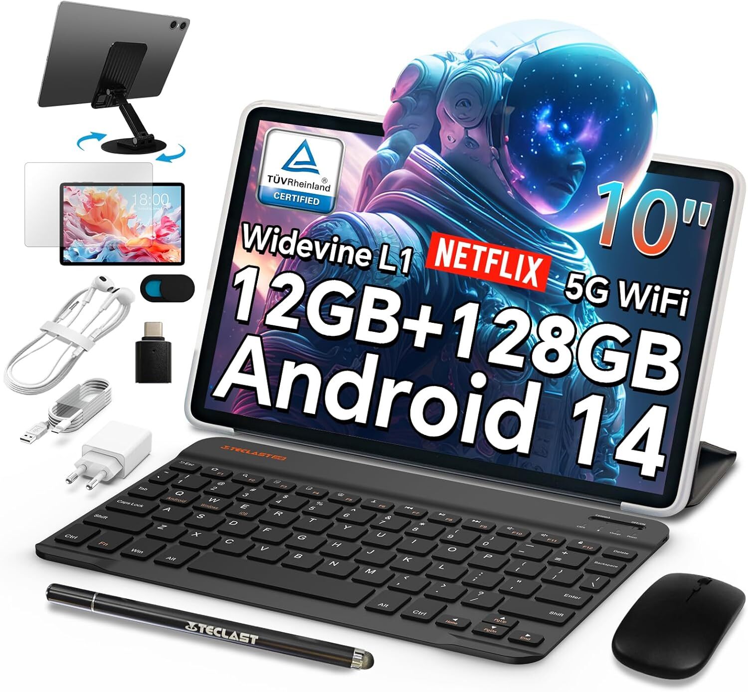 Tablette tactile TECLAST P30T Wi-Fi 6 avec kit 10 accessoires et 12Go RAM