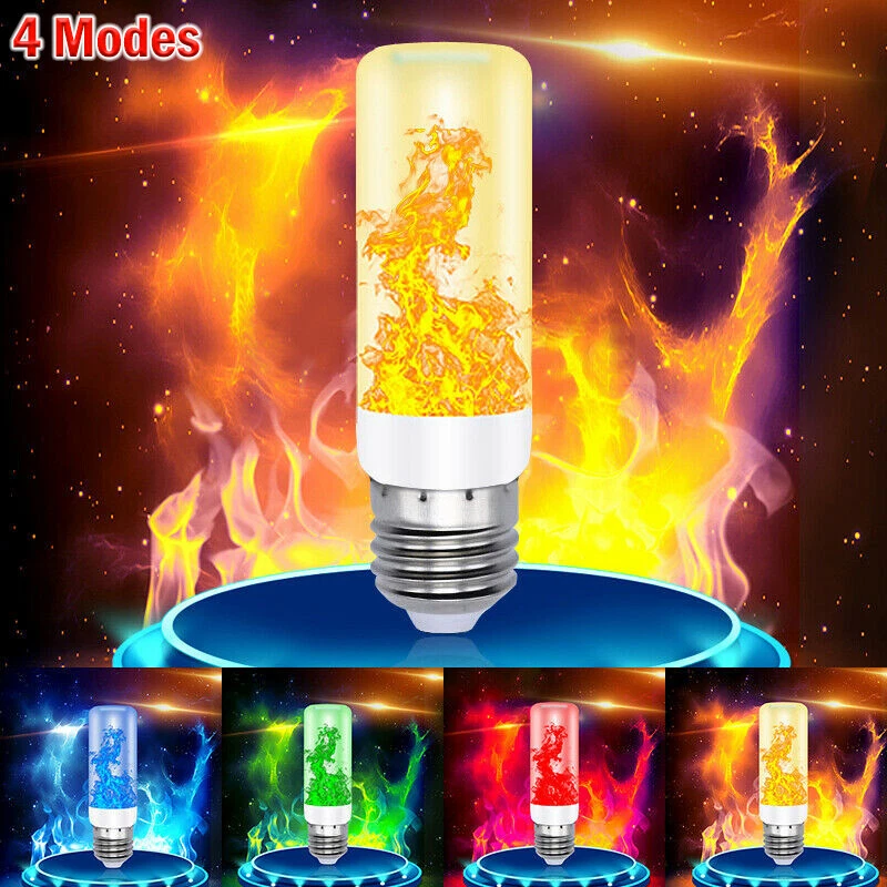 4 Modes E27 5W LED Burning Light Flicker Flame Bulb Fire Effect Lamp Party Decor