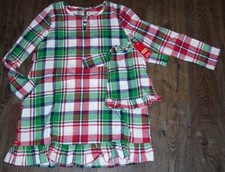 JAMMIES for your FAMILIES nwt Holiday Plaid Nightgown  Matching Doll Gown M 8 