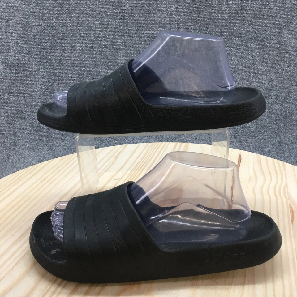 Adidas Sandalias Mujer 10 Adilette Aqua Slides Negras Sin Cordones Informales Logo Planas Foto 2 de 4