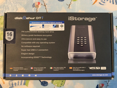 iStorage diskAshur DT2 256-bit 16TB USB 3.1 SECURE ENCRYPTED DESKTOP Hard Drive