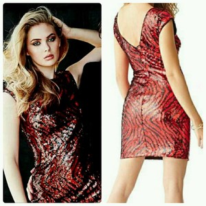 guess red sequin dress