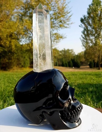 The Source of the Energy - Huge 11.3" Black Obsidian Crystal Skull Sculpture - Picture 6 of 19