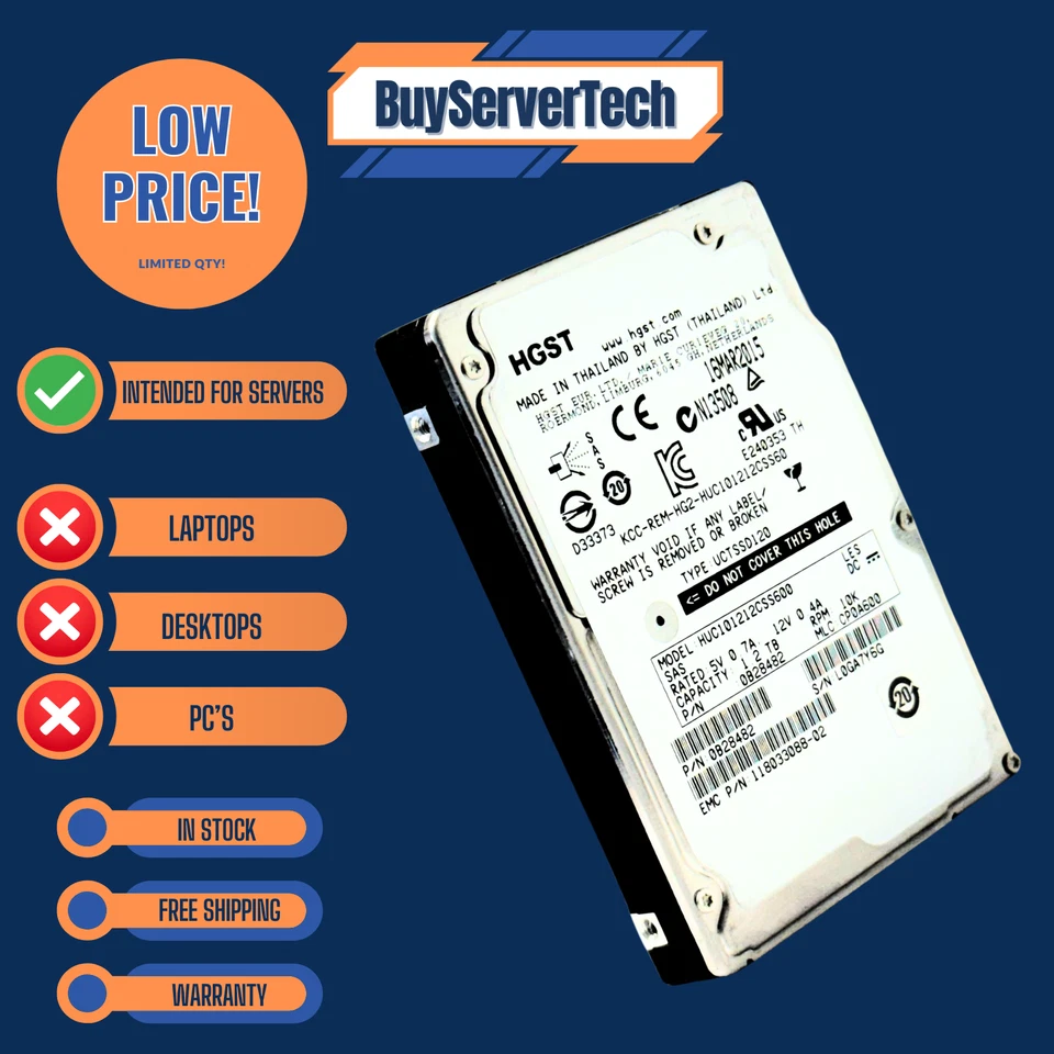 HGST HUC101212CSS600 1.2TB 10K SAS 2.5" HDD | 0B28482 | 0 Hours | 2YR Warranty - Image 4 of 4