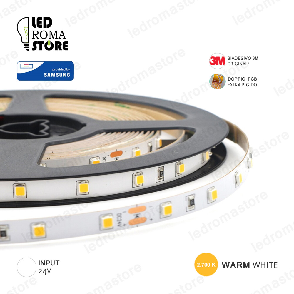 Strip LED 5M 2700K Samsung 24V IP20 | Design e Alta Luminosità