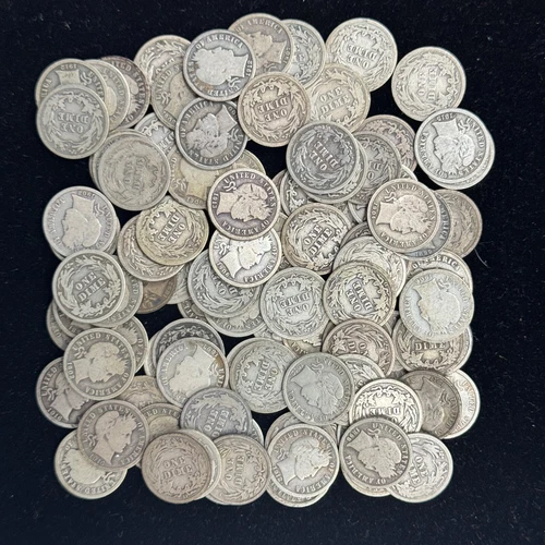 100 good or better Barber dimes: bid one price for all 100 coins
