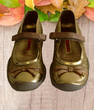 Prada Girls Gold Bow Toddler Patent Leather Shoes Sneakers 24 7