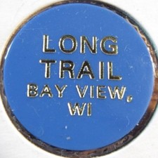 Vintage Long Trail Bay View, WI Blue Plastic Trade Token - Wisconsin