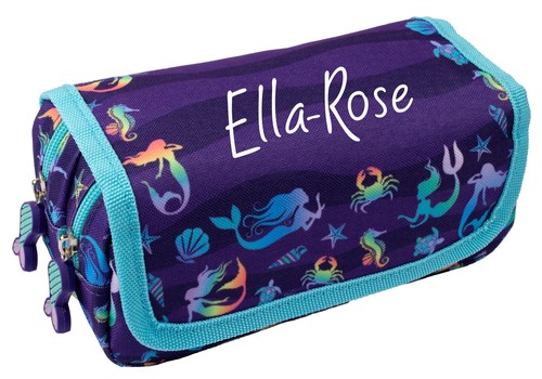 Kids Personalised Pencil Case 2 Compartment Large Stationery Zippe Pouch School - Picture 34 of 47