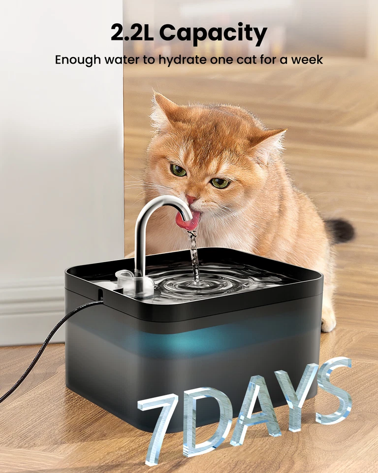 Katzenbrunnen Automatische Wasserbrunnen 2.2 L Mit LED Zichtbare Waterpeil - Bild 4 von 4