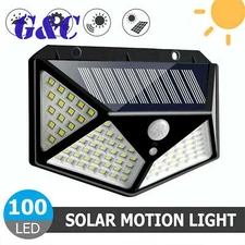 100/208LED Solar Power PIR Motion Sensor Wall Light Outdoor Garden Security Lamp