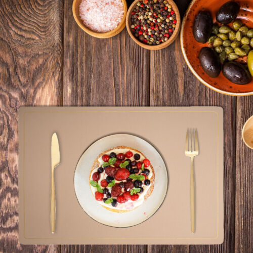 4 Pcs Retro Rectangle Leather Heat Resistance Table Dining Placemat Mat Coaster - Picture 43 of 50