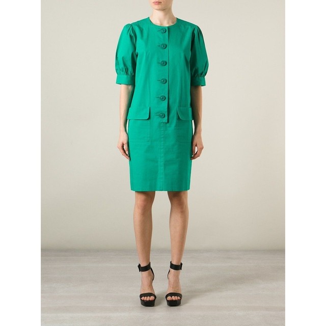 Yves Saint Laurent Vintage  1980S Green Dress Size 44 fits L