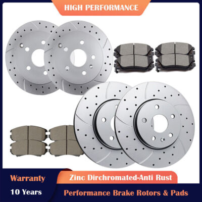 Fit Chevrolet Equinox GMC Terrain Front Rear Brake Rotors and Ceramic Pads Discs