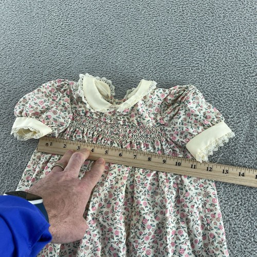Vintage Polly Flinders Baby Girl Floral Smocked Dress 9 Months Cotton/Poly 5579 - Picture 6 of 9