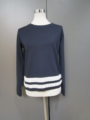 Tommy Hilfiger Pullover Dunkelblau Weiß Runder Ausschnitt Gerade GrS(K94-16)