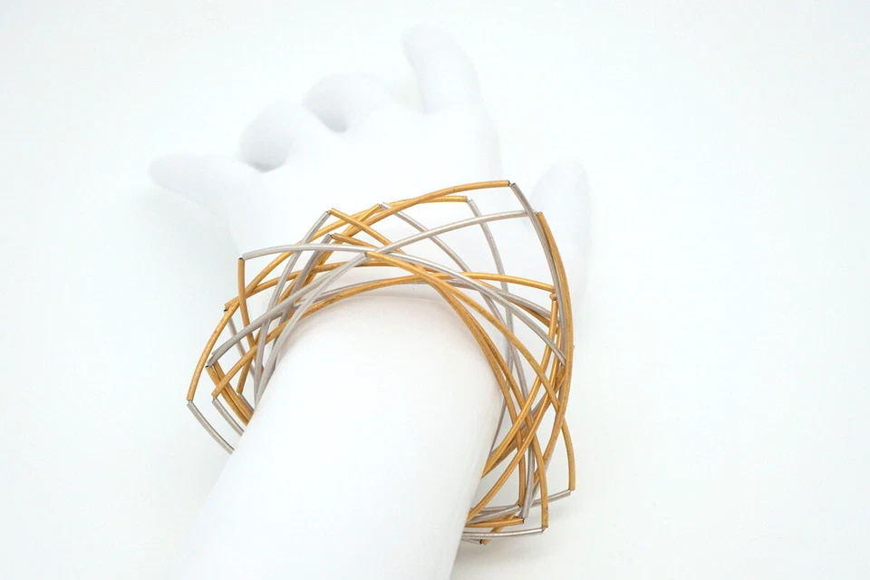 Armband / Halskette modern Bicolor vergoldet versilbert Armreif von Petra Meiren - Bild 2 von 4