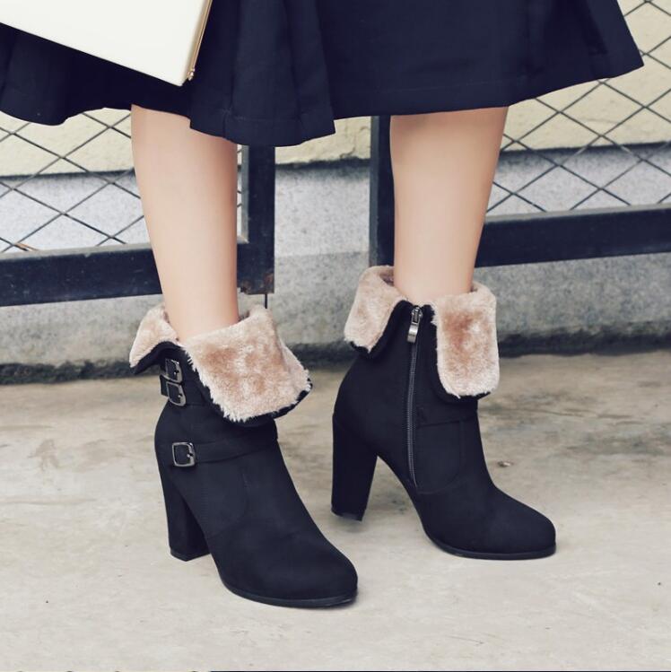 la fourrure d'hiver des talons talons talons de boucles joufflue bottines côté zip t6 4a0a97 la fourrure d'hiver des talons talons talons de boucles joufflue bottines côté zip t6 4a0a97