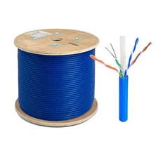 Cat6A UTP 1000ft Bulk Ethernet Network Cable 10G 23AWG Solid Wire Riser Blue