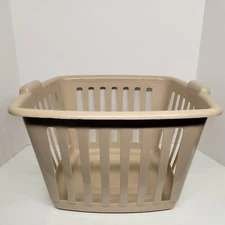 VTG Frem Corp Taupe Square Jumbo Utility Laundry Basket No 747 W/ Handles Retro