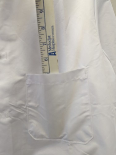 Fashion Shield Healthcare Adult Size S White Snap Front Long Lab Coat Cuffed - Picture 4 of 8