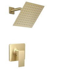 Brushed Gold Shower Faucet Set Bathroom Rainfall 8 Inch Shower Head System Si...