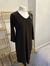 Nicole Collection Chocolate Brown Long-sleeved V-neck Dress - Small