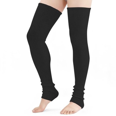 Stretchy Knit Thigh High Leg Warmers Winter Knitted Over Knee Footless Socks