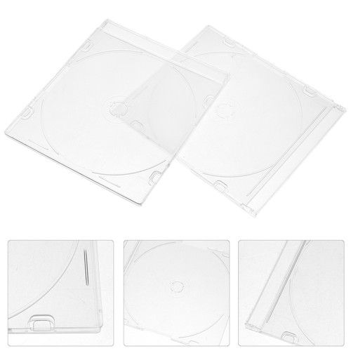 2 Pcs Acrylic Storage Box Travel Office Cd Organizer Dvd Case with Lid - Afbeelding 11 van 12